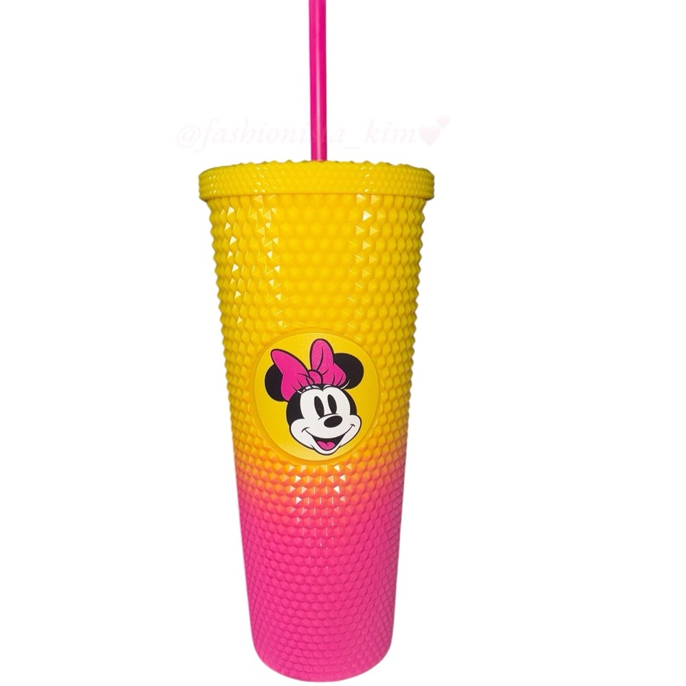 Disney Minnie Mouse Studded Tumbler Cup – Yellow & Pink Ombre – NWT!